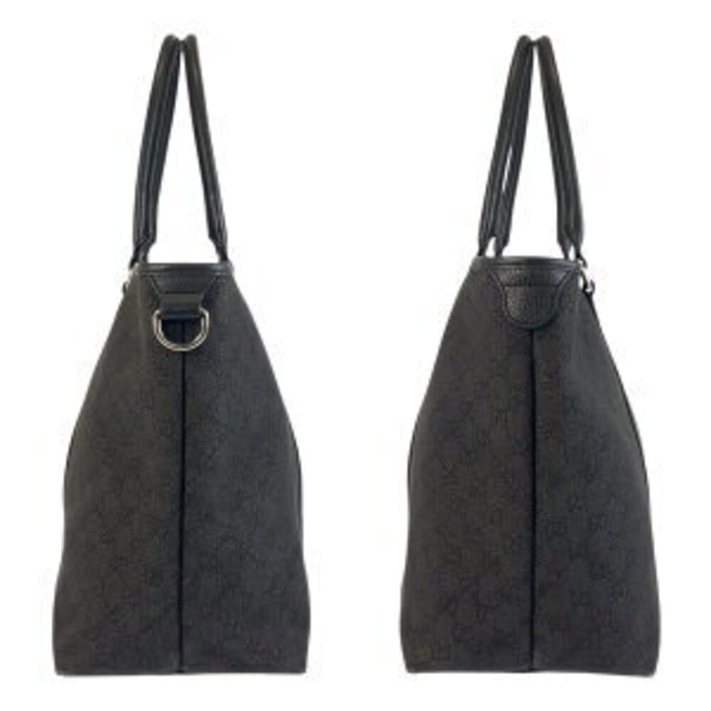 Gucci Black GG Leather Shoulder Canvas Tote Bag - Picture 7 of 10